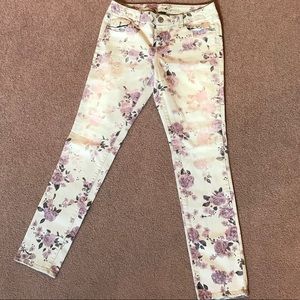 Purple flower ombré skinny jeans